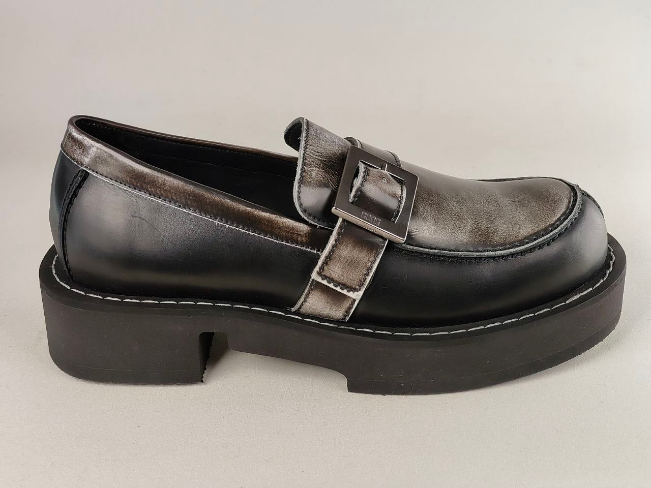 GCDS x Clarks 1 – Black White Leather Platform Loafers