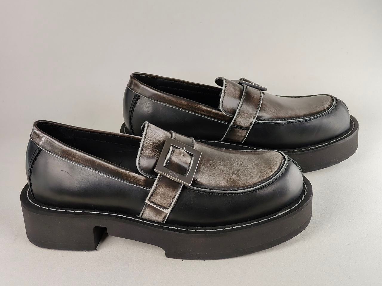GCDS x Clarks 1 – Black White Leather Platform Loafers