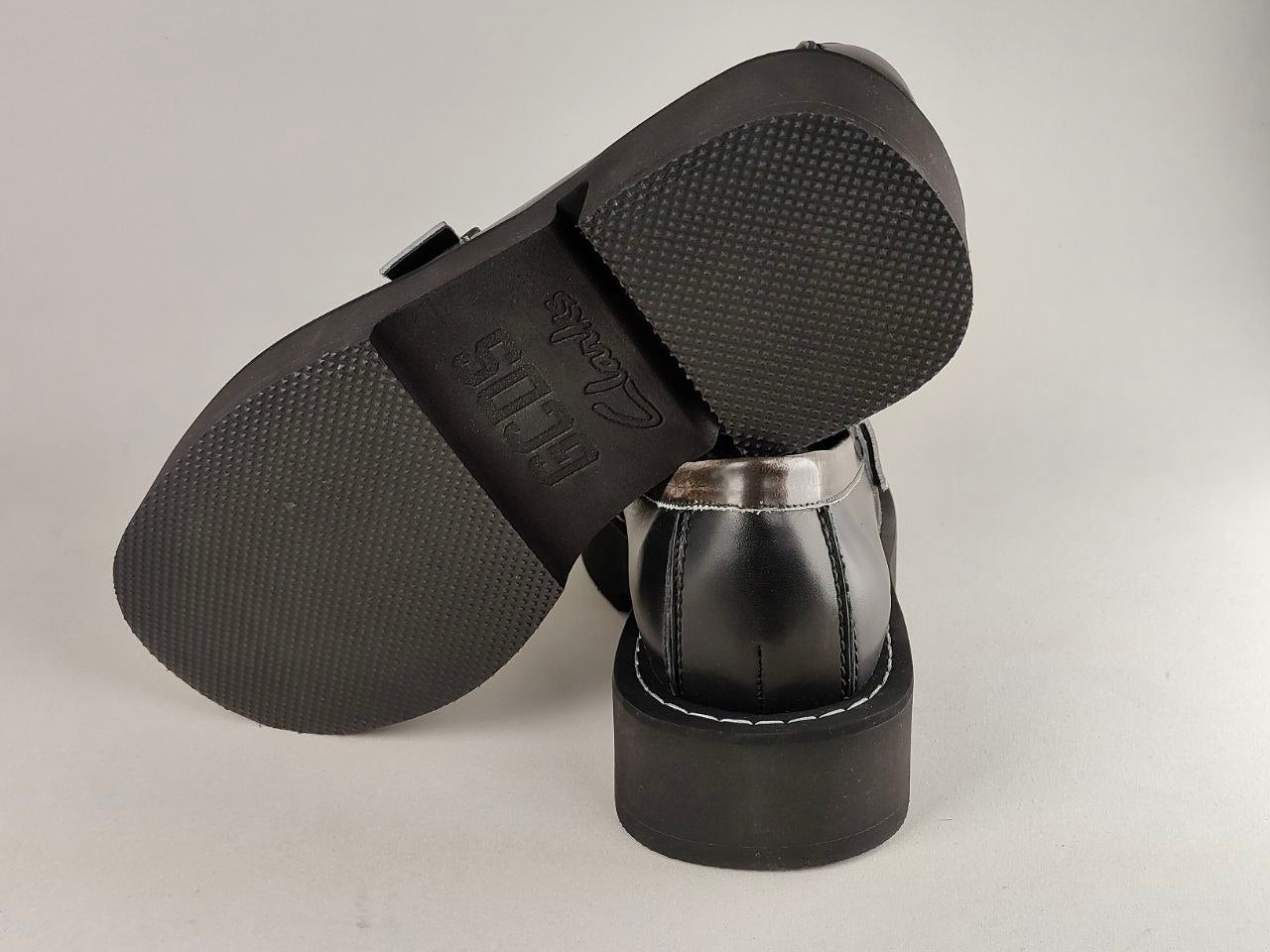 GCDS x Clarks 1 – Black White Leather Platform Loafers