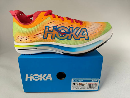 HOKA Cielo FlyX Unisex Racing Shoe — Stardust / Lime Rind / Coral