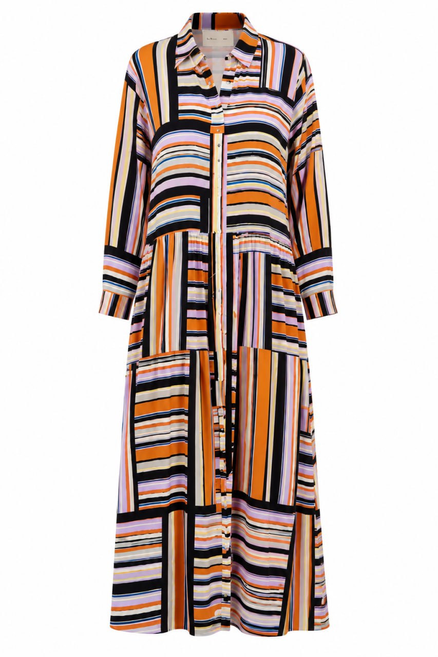 InWear Hara Dress Blocking Stripe colorful striped women's maxi dress front product image