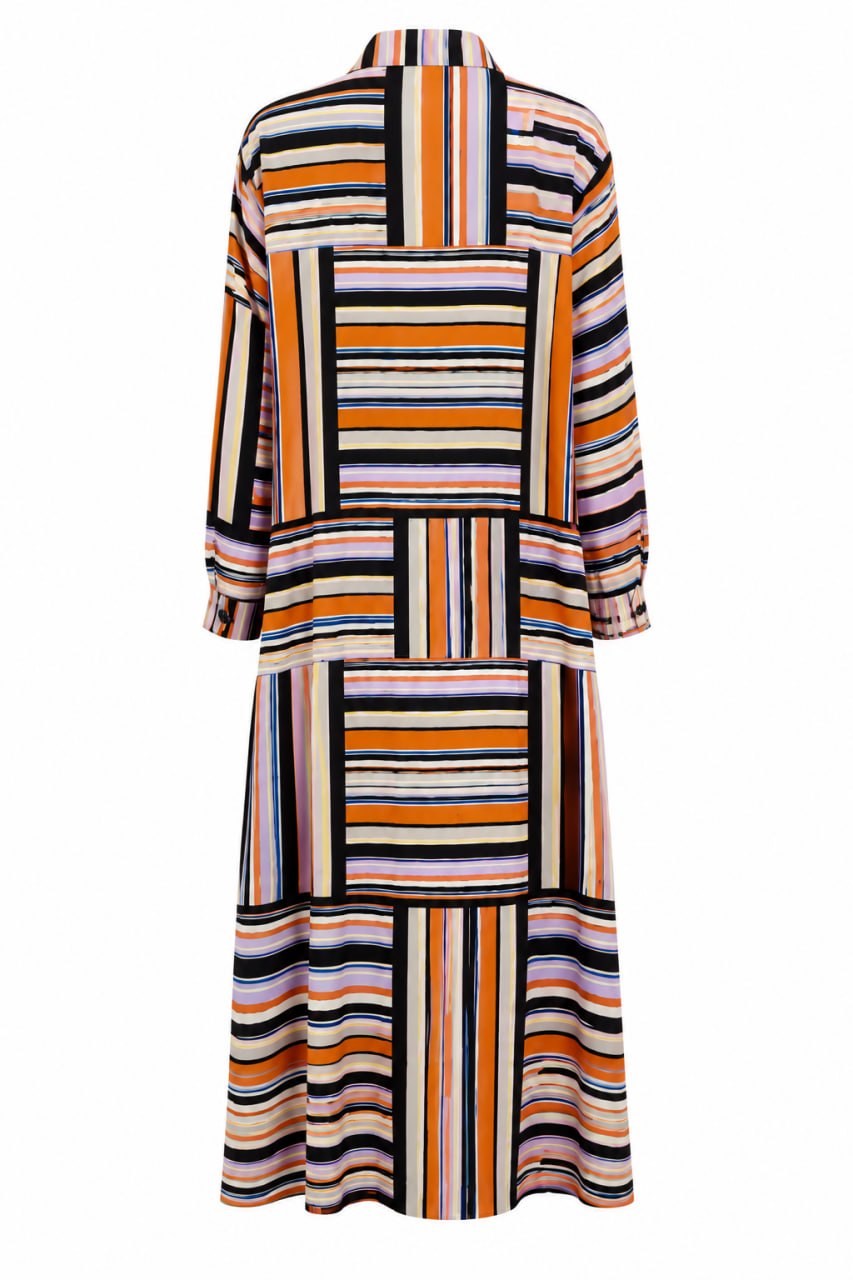 InWear Hara Dress Blocking Stripe colorful striped women's maxi dress back product image