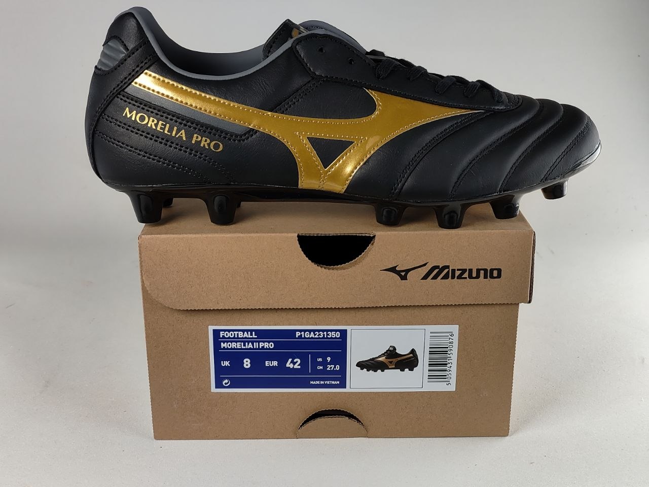 Mizuno Morelia II Pro FG Black Gold Football Boots – EU 42

