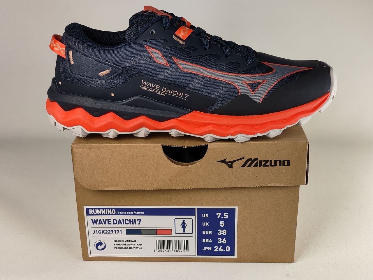 Mizuno Wave Daichi 7 Trail Running Shoes Navy Orange Women
