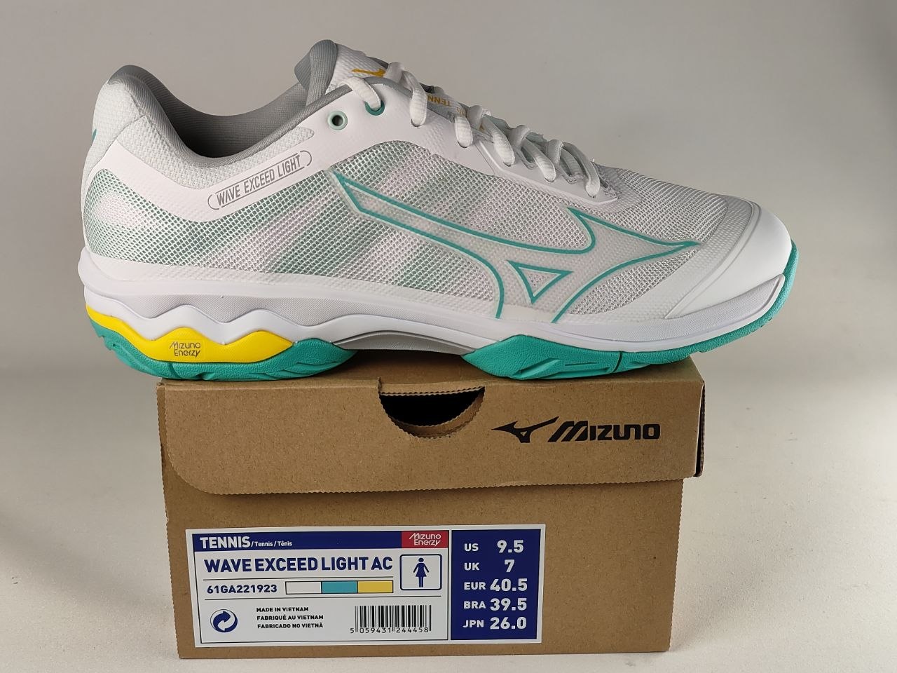 Mizuno-Wave-Exceed-Light-AC-Women-Tennis-Shoes-White-Turquoise-Hi-Vis-Yellow-