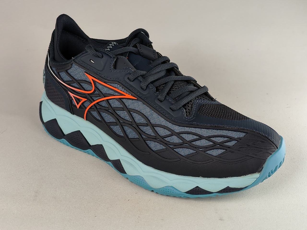 Mizuno Wave Exceed Tour 5 CC Tennis Shoes – Black / Coral Red / Ice Blue