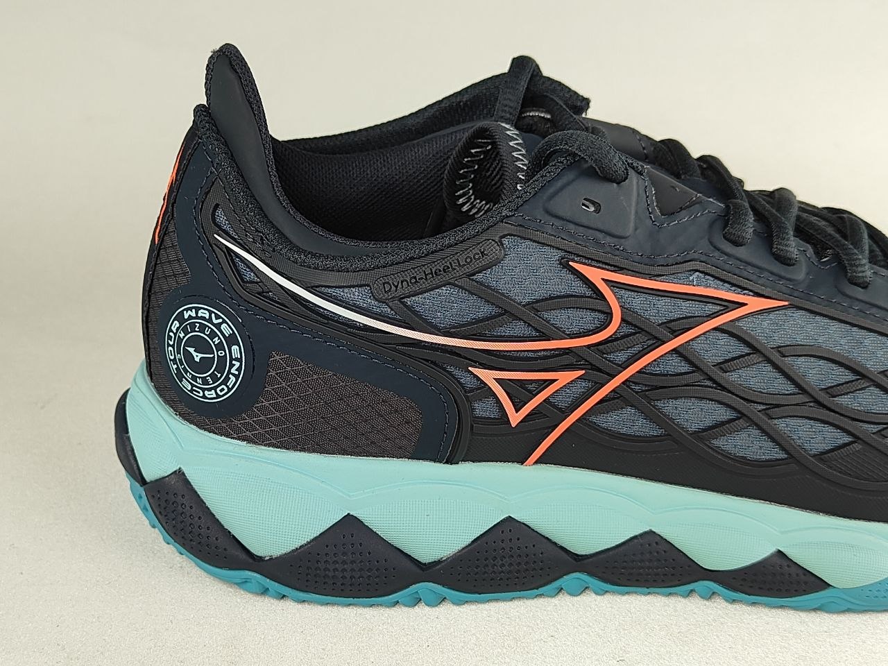Mizuno Wave Exceed Tour 5 CC Tennis Shoes – Black / Coral Red / Ice Blue