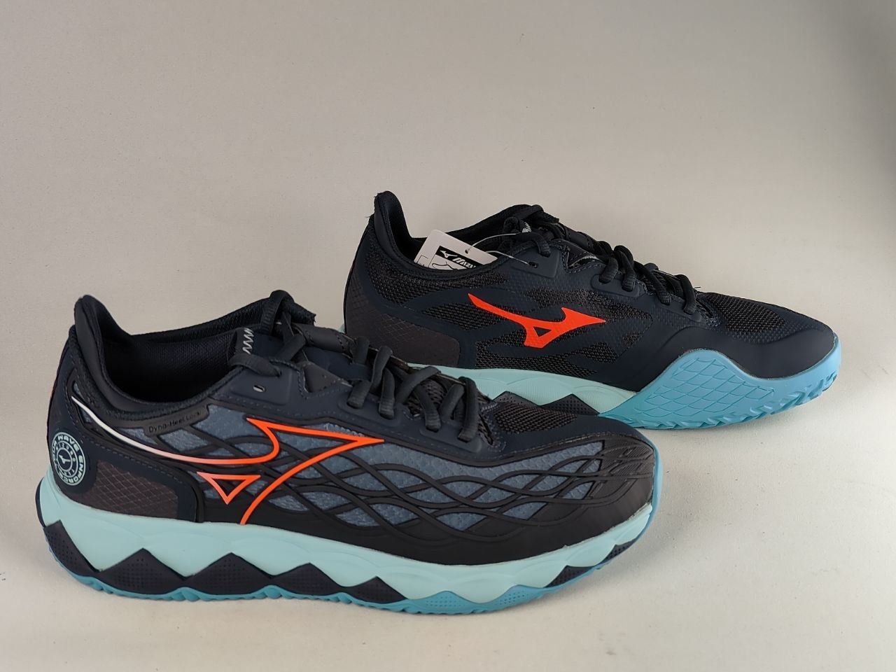 Mizuno Wave Exceed Tour 5 CC Tennis Shoes – Black / Coral Red / Ice Blue