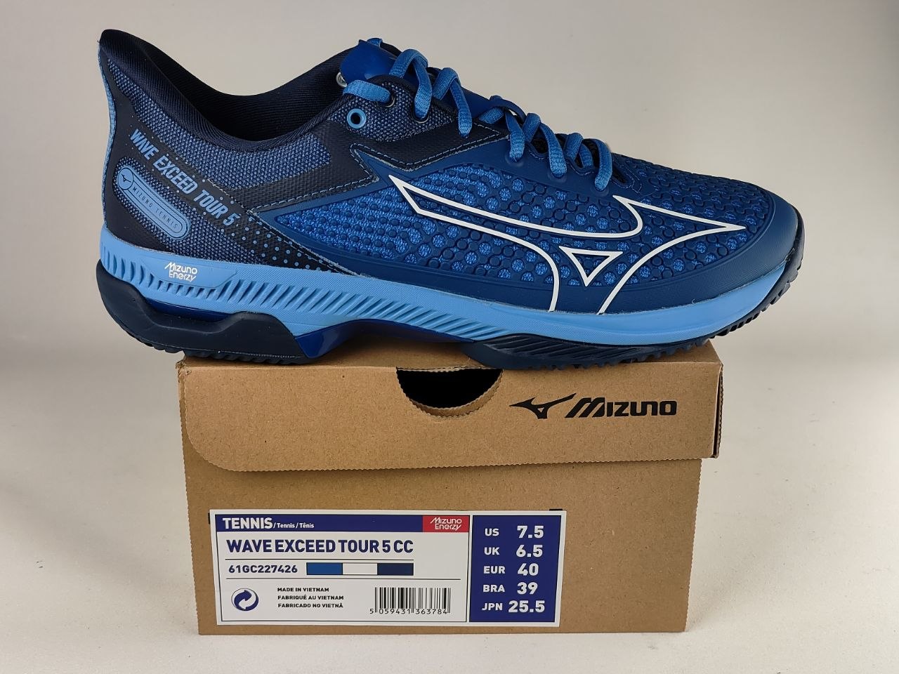 Mizuno Wave Exceed Tour 5 CC Tennis Shoes – True Blue / White