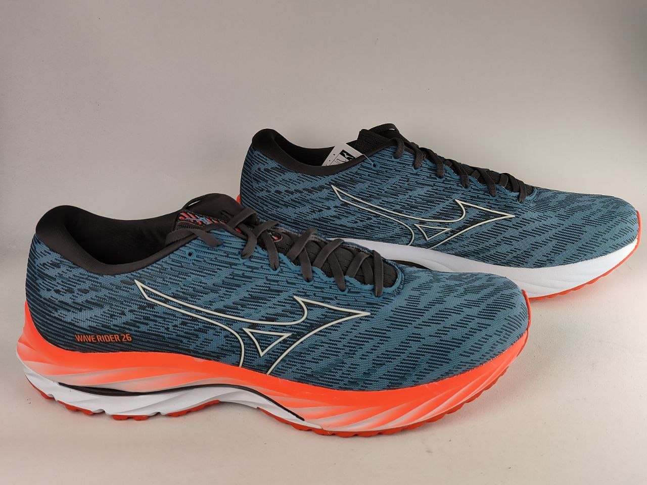 Mizuno-Wave-Rider-26-Men's-Running-Shoes-Grey-Coral-Orange-White-