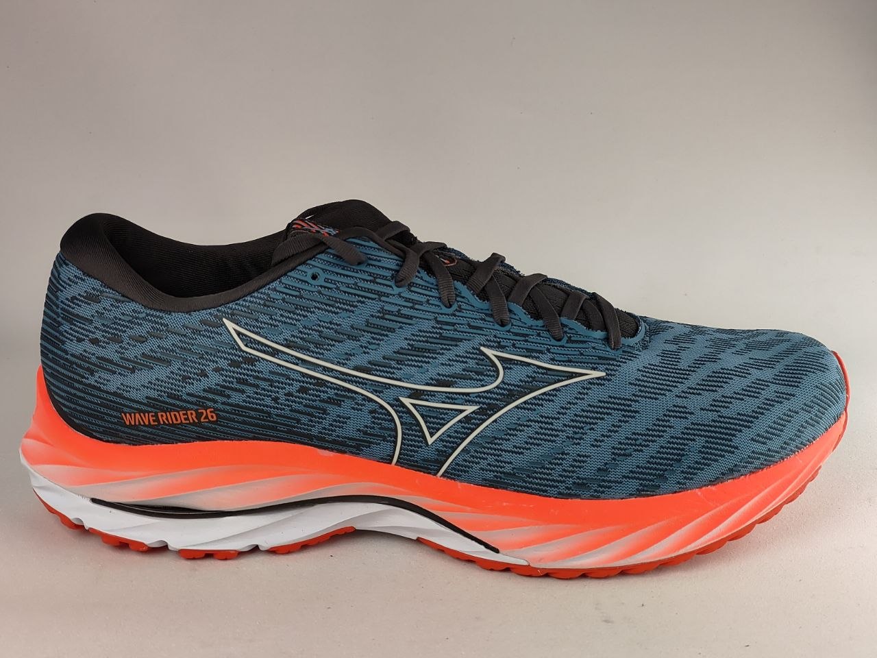 Mizuno-Wave-Rider-26-Men's-Running-Shoes-Grey-Coral-Orange-White-
