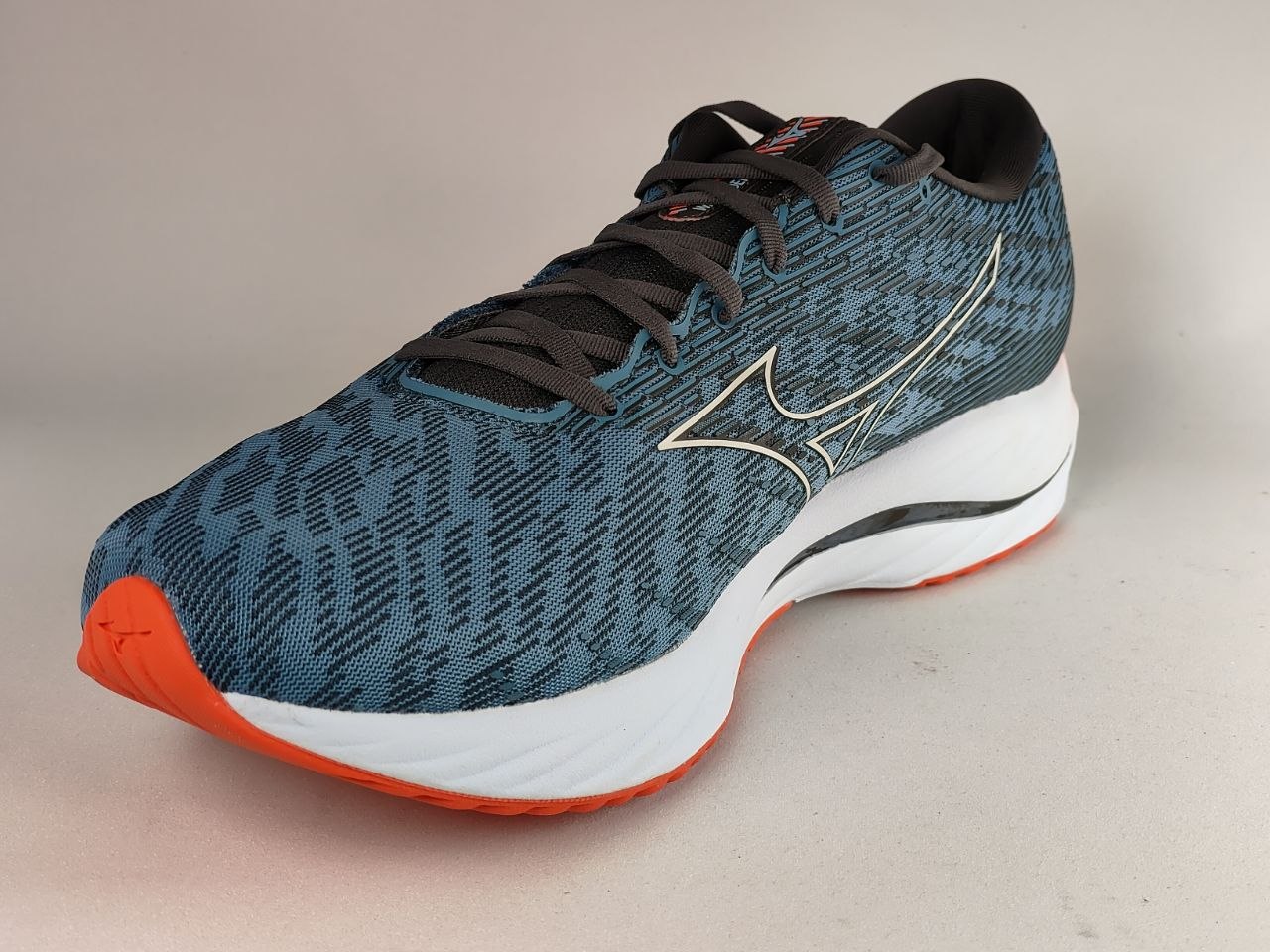 Mizuno-Wave-Rider-26-Men's-Running-Shoes-Grey-Coral-Orange-White-