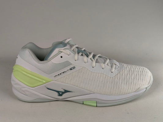 Mizuno-Wave-Stealth-Neo-Women's-Handball-Shoes-White-Ice-Grey-Neon-Lime-