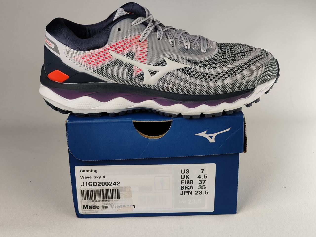 Mizuno Wave Sky 4 Women's Running Shoes – White Grey Pink Purple