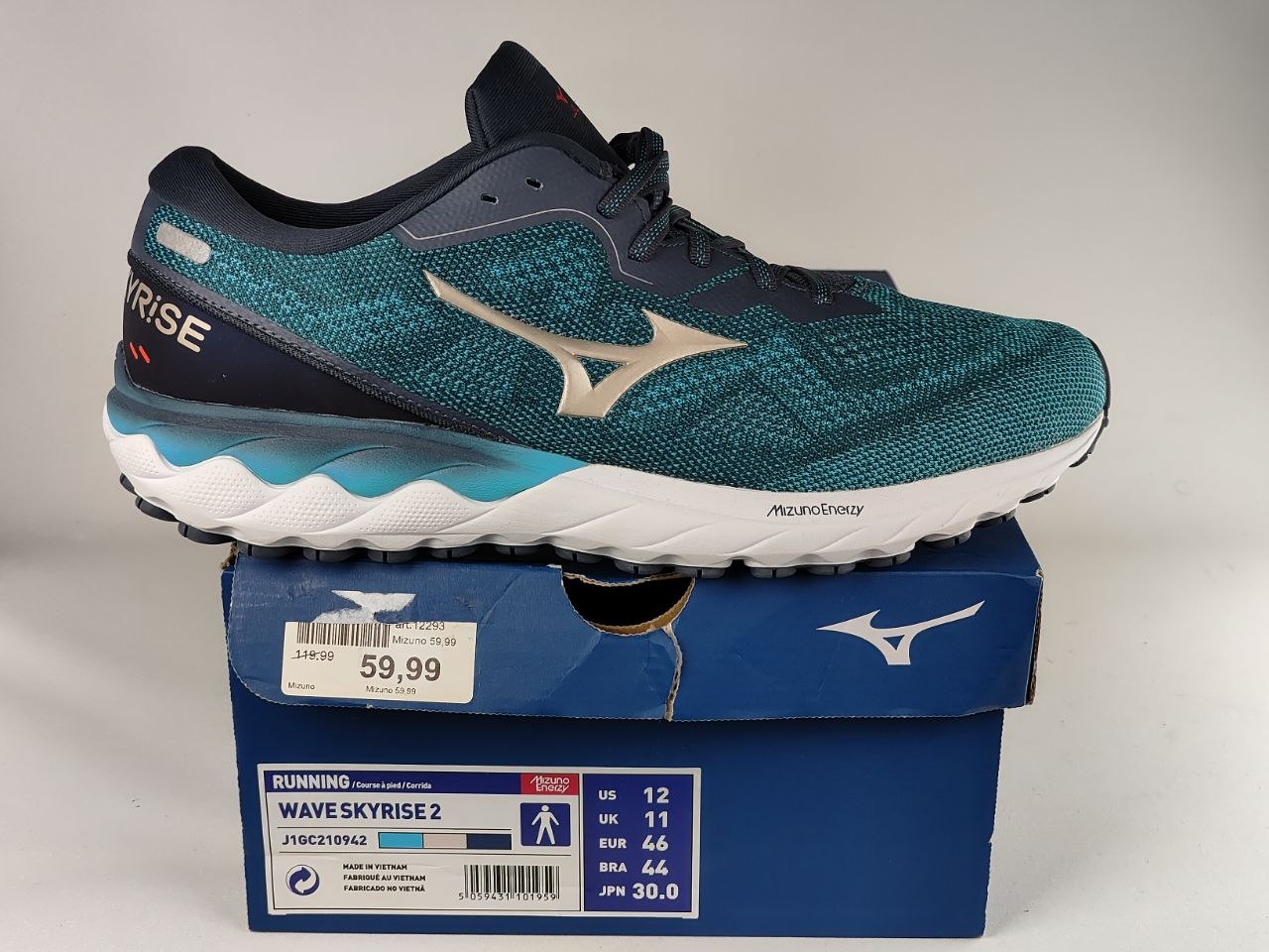 Mizuno Wave Skyrise 2 Men's Running Shoes – Deep Teal  White  Navy