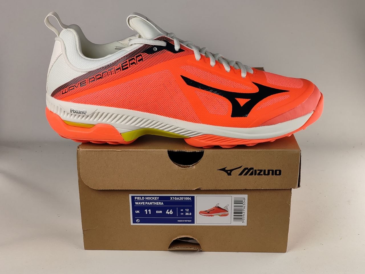 Mizuno Wave Panthera Field Hockey Shoes – Coral Red  White  Black