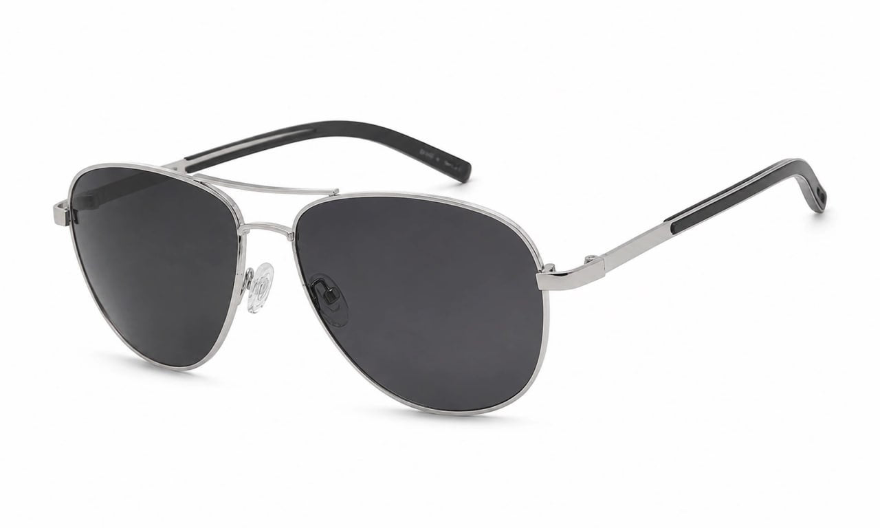 Silver-framed Next Aviator Sunglasses with black lenses on a white background