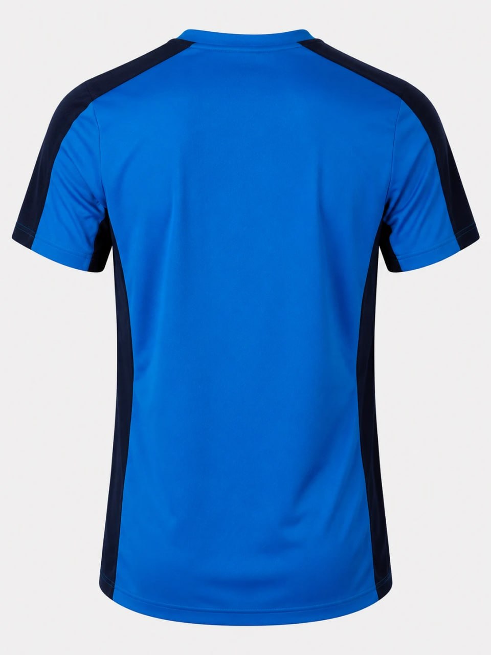 Blue sports jersey with black accents on a white background