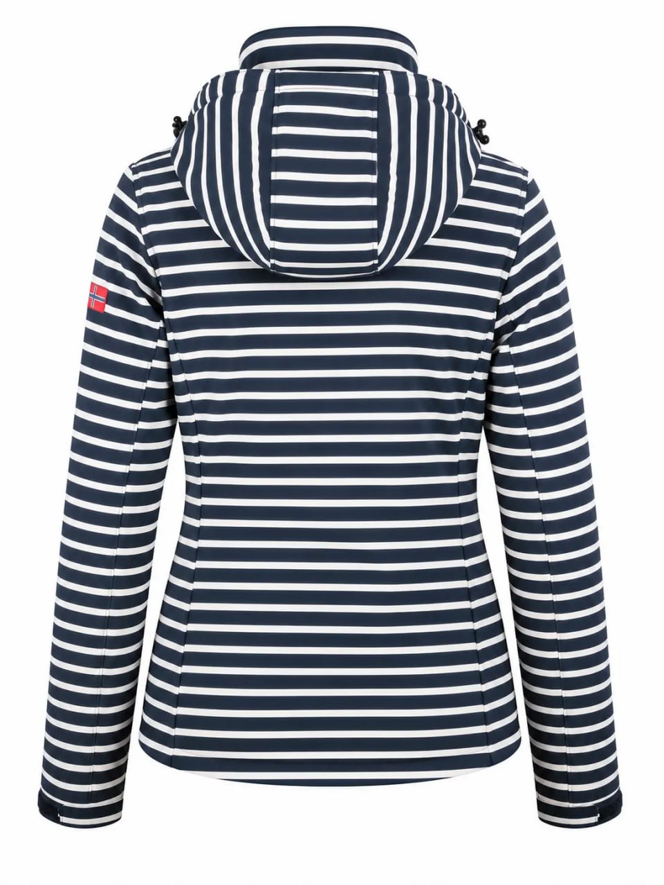 Navy and white striped jacket on a white background