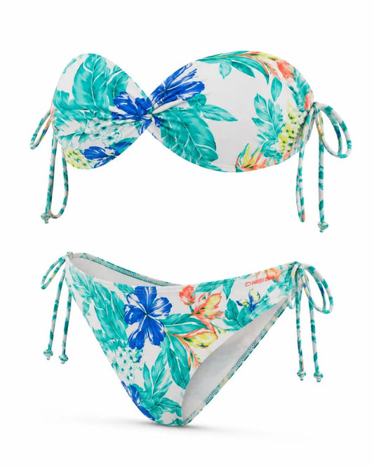 Tropical floral bikini set on a white background