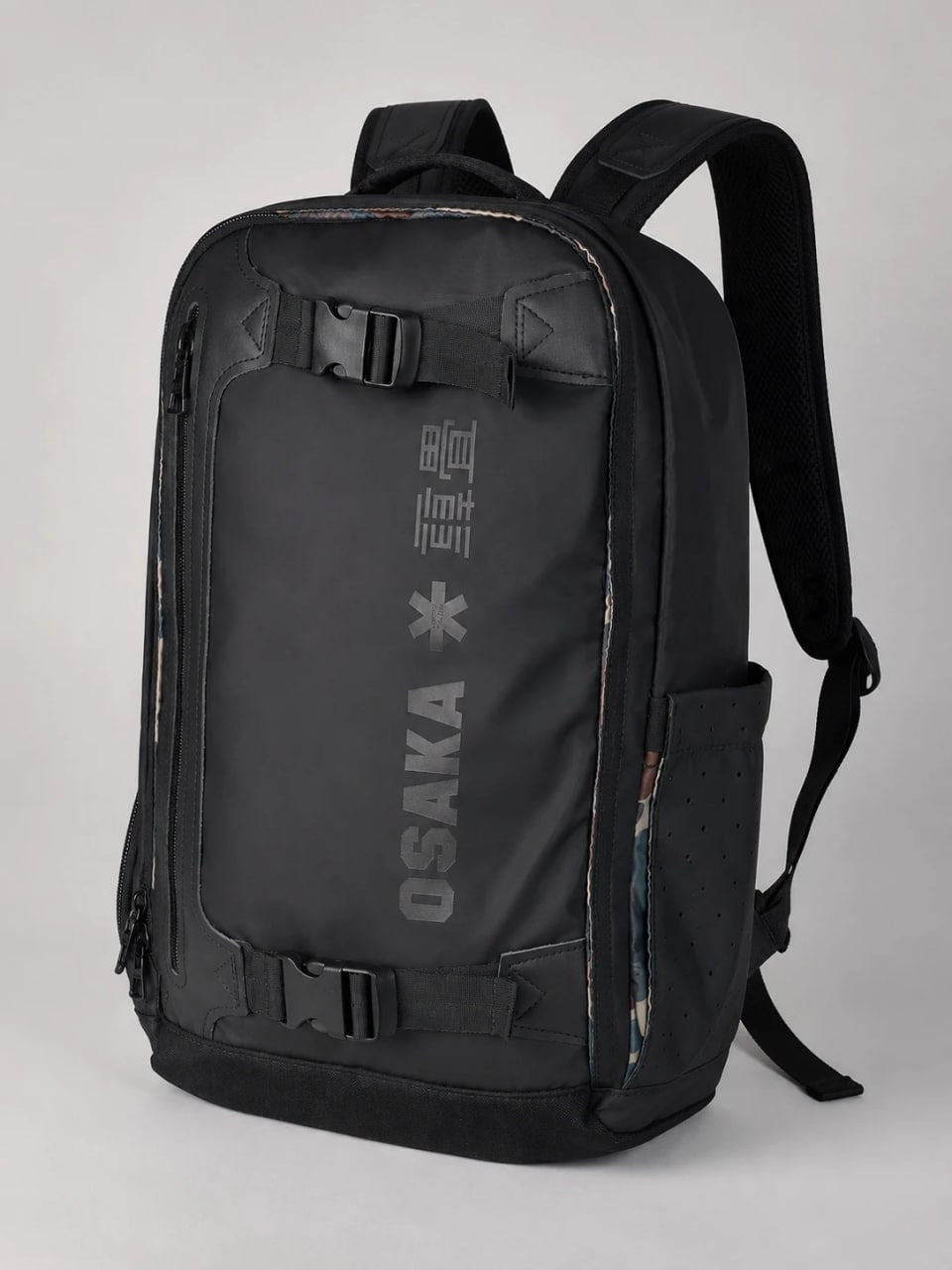 Black Osaka backpack on a light gray background