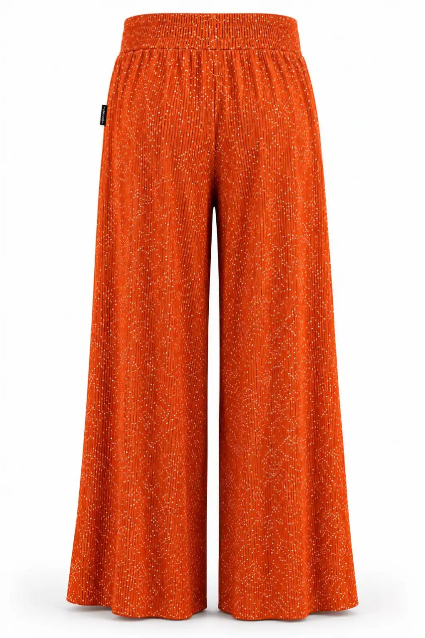 Orange wide-leg pants on a white background