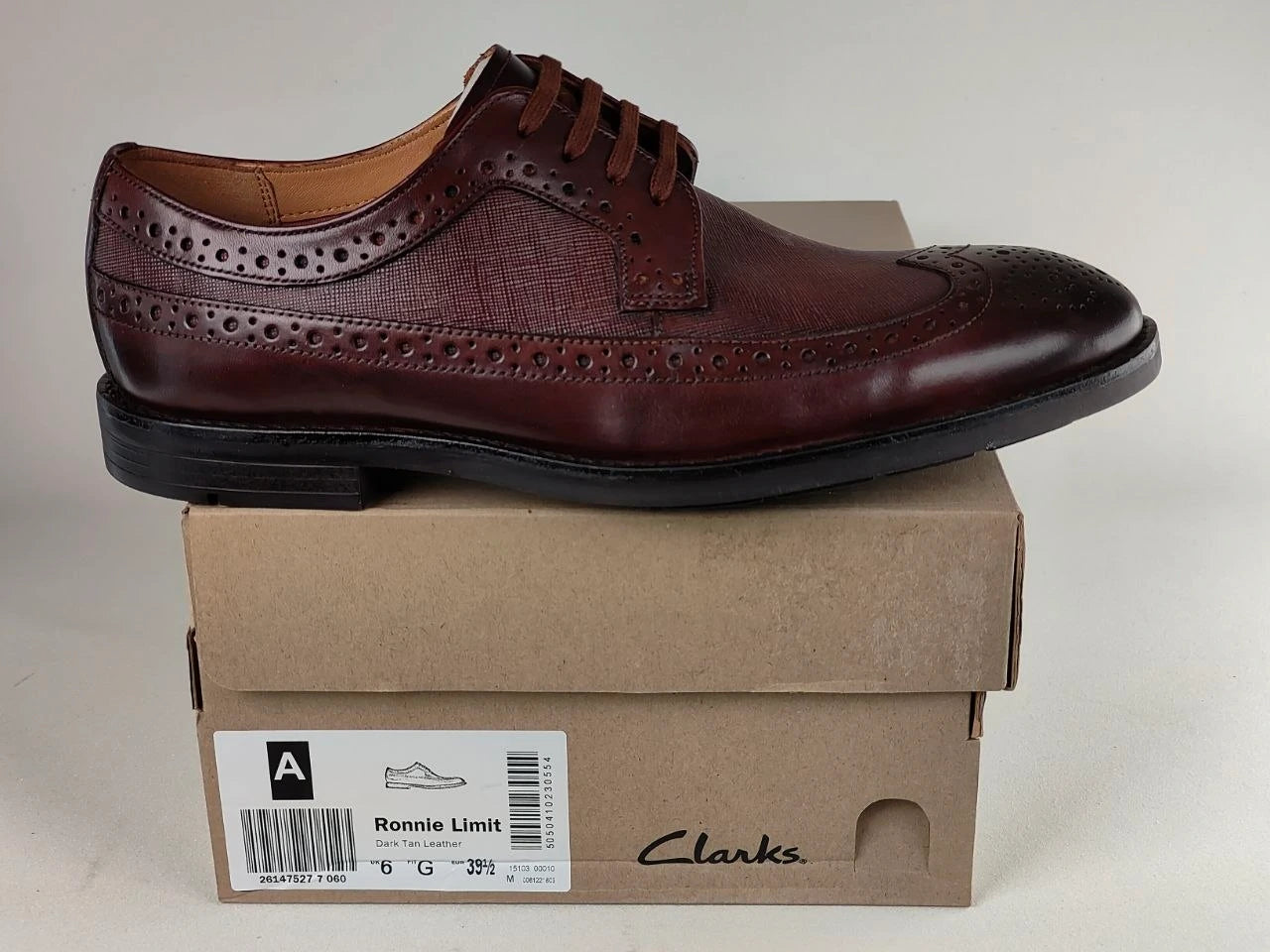 Clarks Ronnie Limit | Men's Premium Full-Grain Dark Tan Leather Oxford Shoes