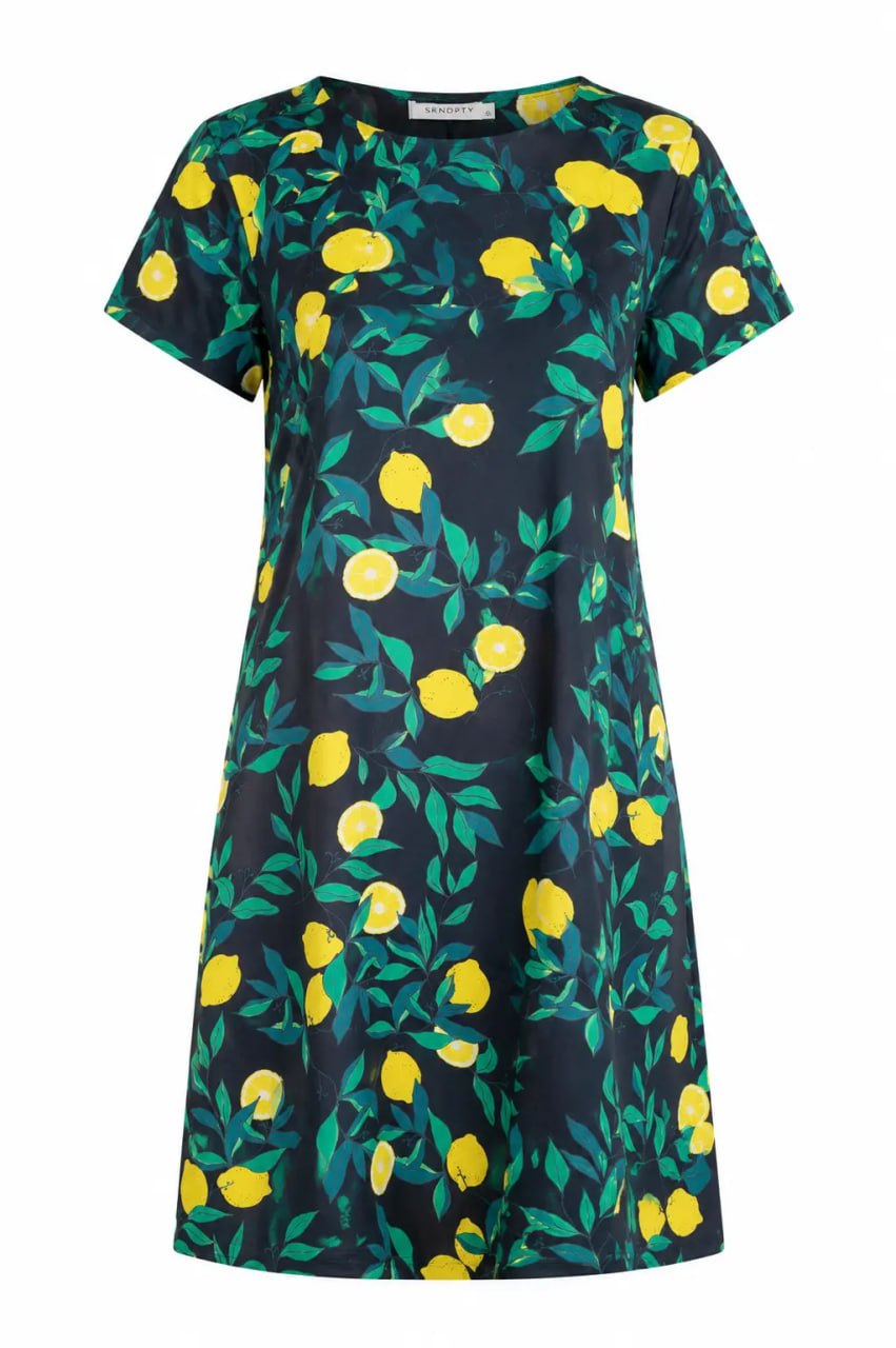 Dress with lemon pattern on a white background