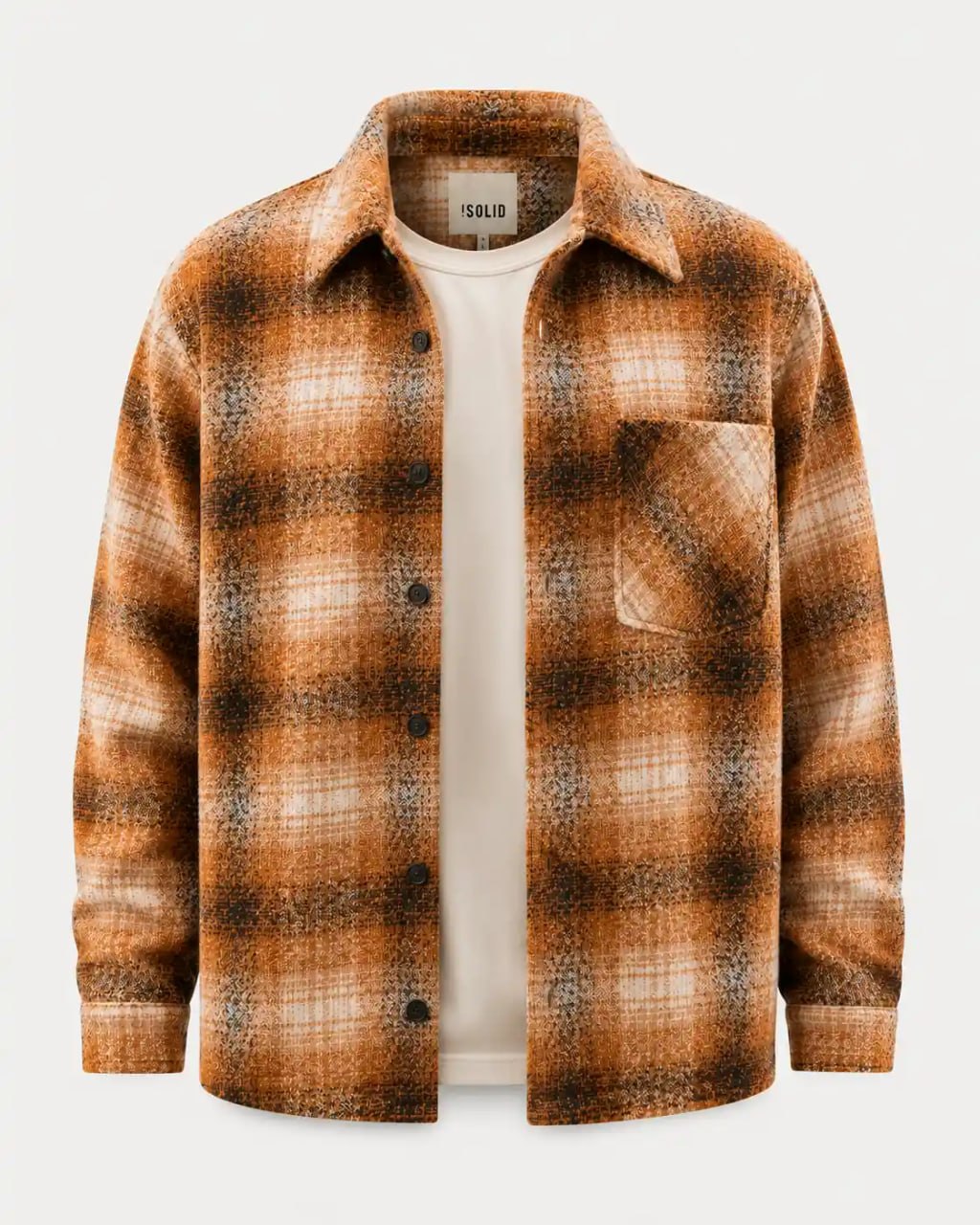 Brown plaid shirt on a white background