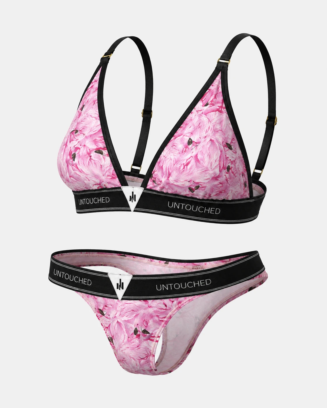 Untouched Pink Flamingo Cotton Modal Bralette & Brazilian Thong Set