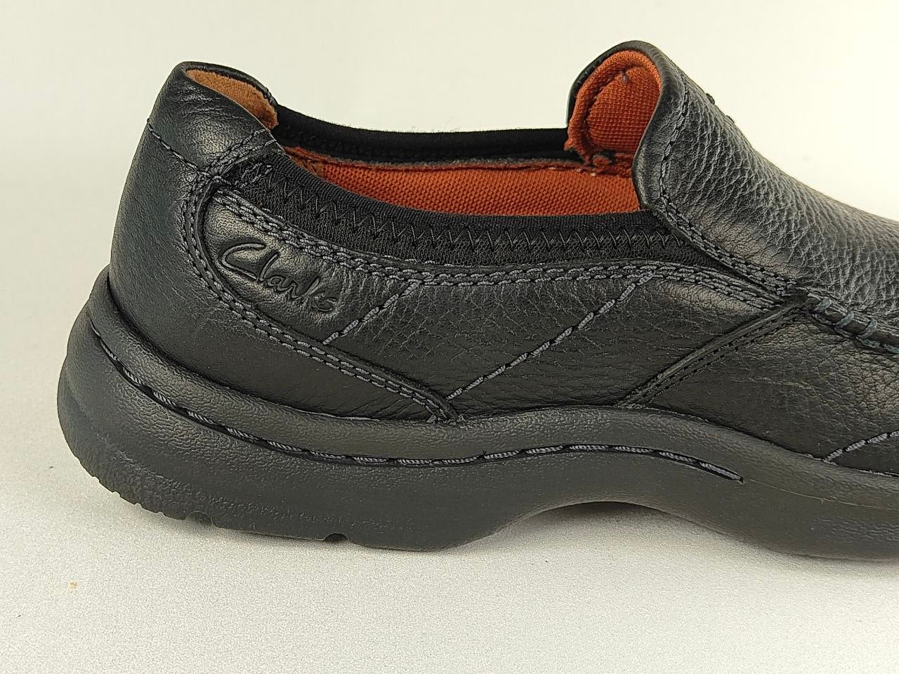 Clarks Niland Energy Black Tumbled Leather Slip-On Shoes